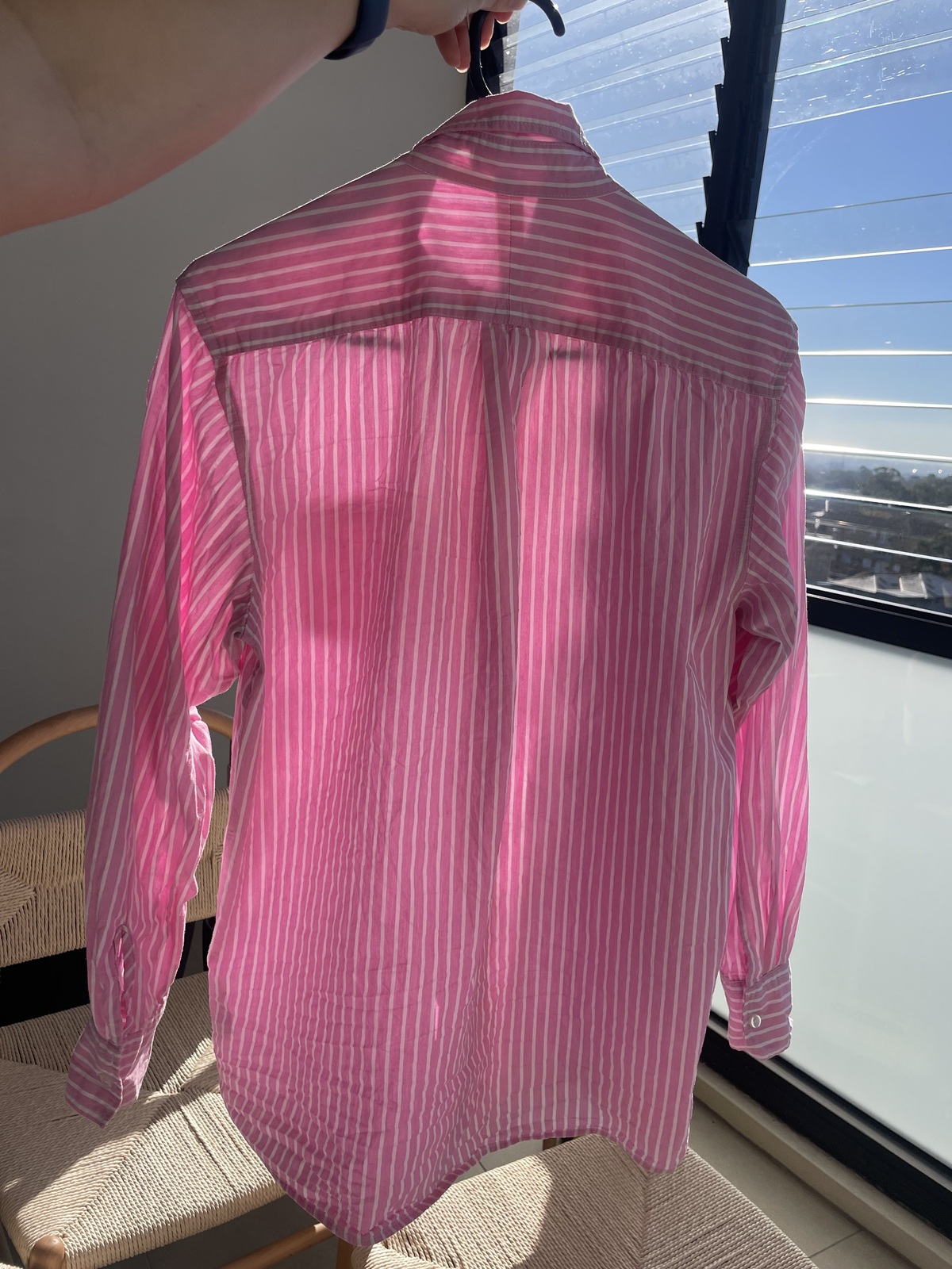 Your Dads Oversized Shirt - Pink Pinstripe Button Up
