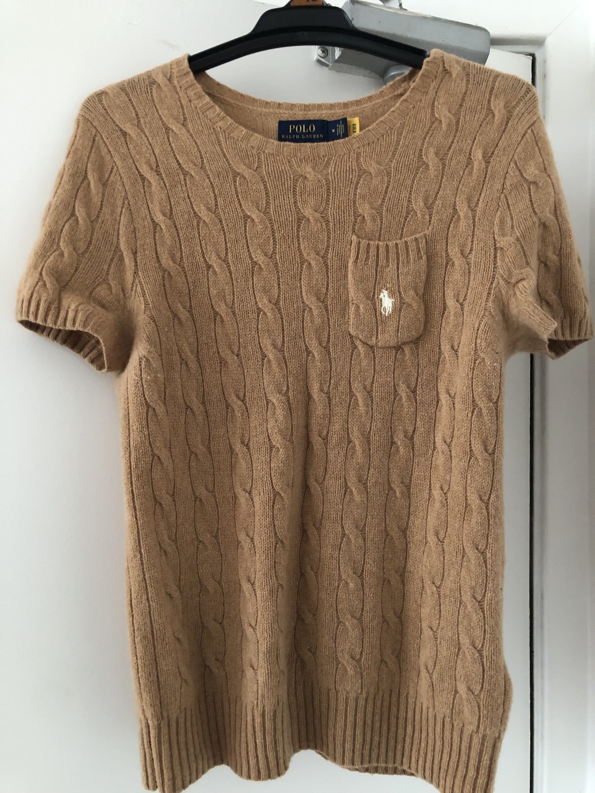 Cable Wool-Cashmere Short-Sleeve Sweater - ICONIC EXCLUSIVE Polo Ralph Lauren  Camel colour, barely worn.
