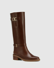 Beckett Oak Waxy Leather Knee High Boot