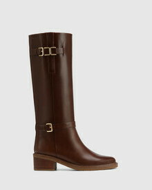 Beckett Oak Waxy Leather Knee High Boot
