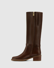 Beckett Oak Waxy Leather Knee High Boot
