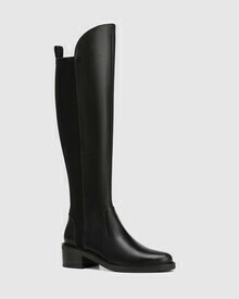 Baniska Black Leather and Neoprene Knee High Boot