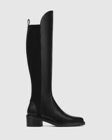 Baniska Black Leather and Neoprene Knee High Boot
