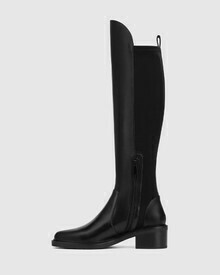 Baniska Black Leather and Neoprene Knee High Boot