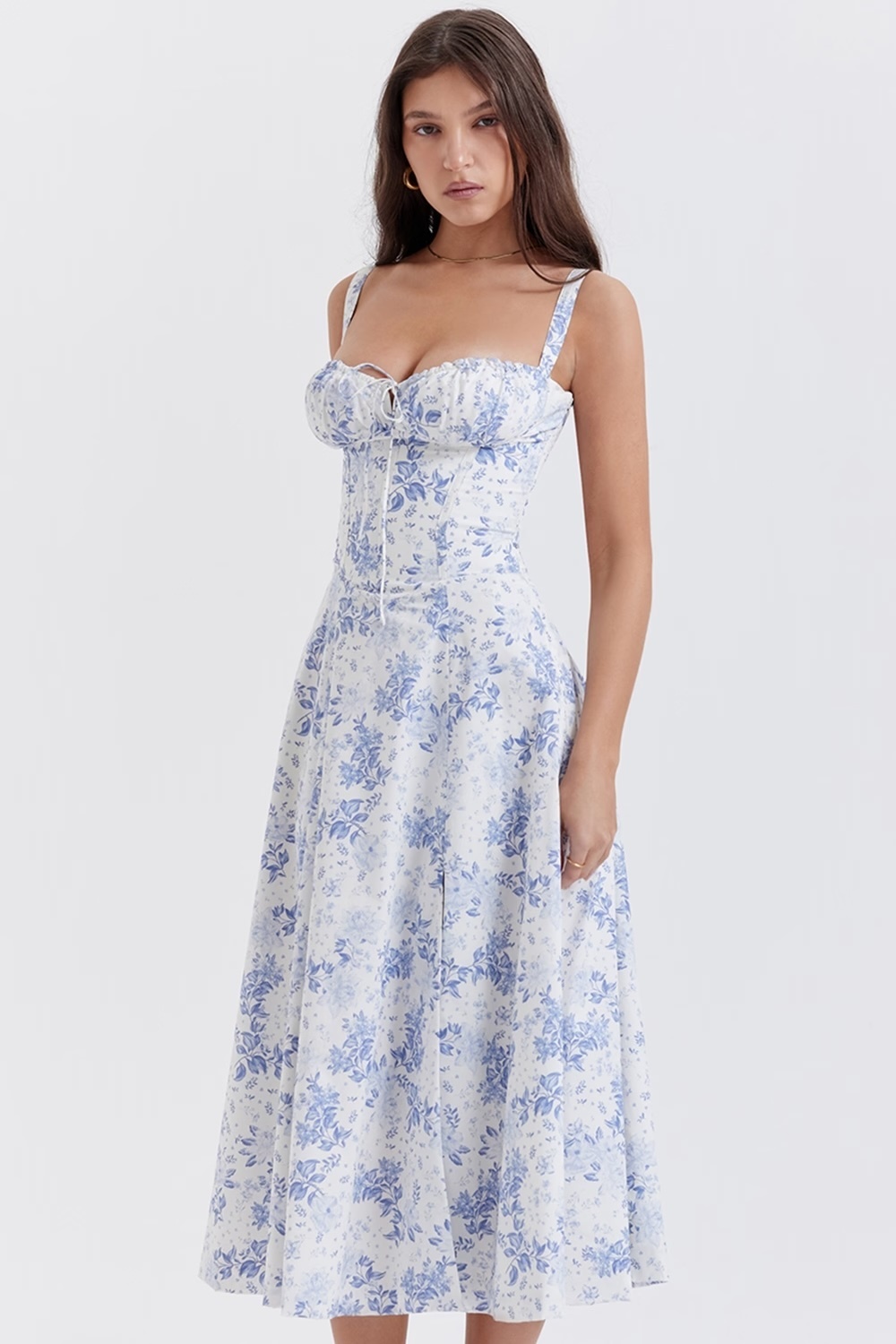 Carmen Midi Blue Print Bustier Size XS
