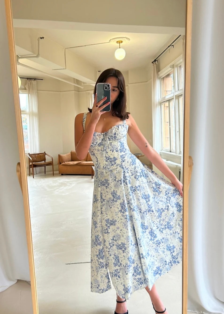 Carmen Midi Blue Print Bustier Size XS