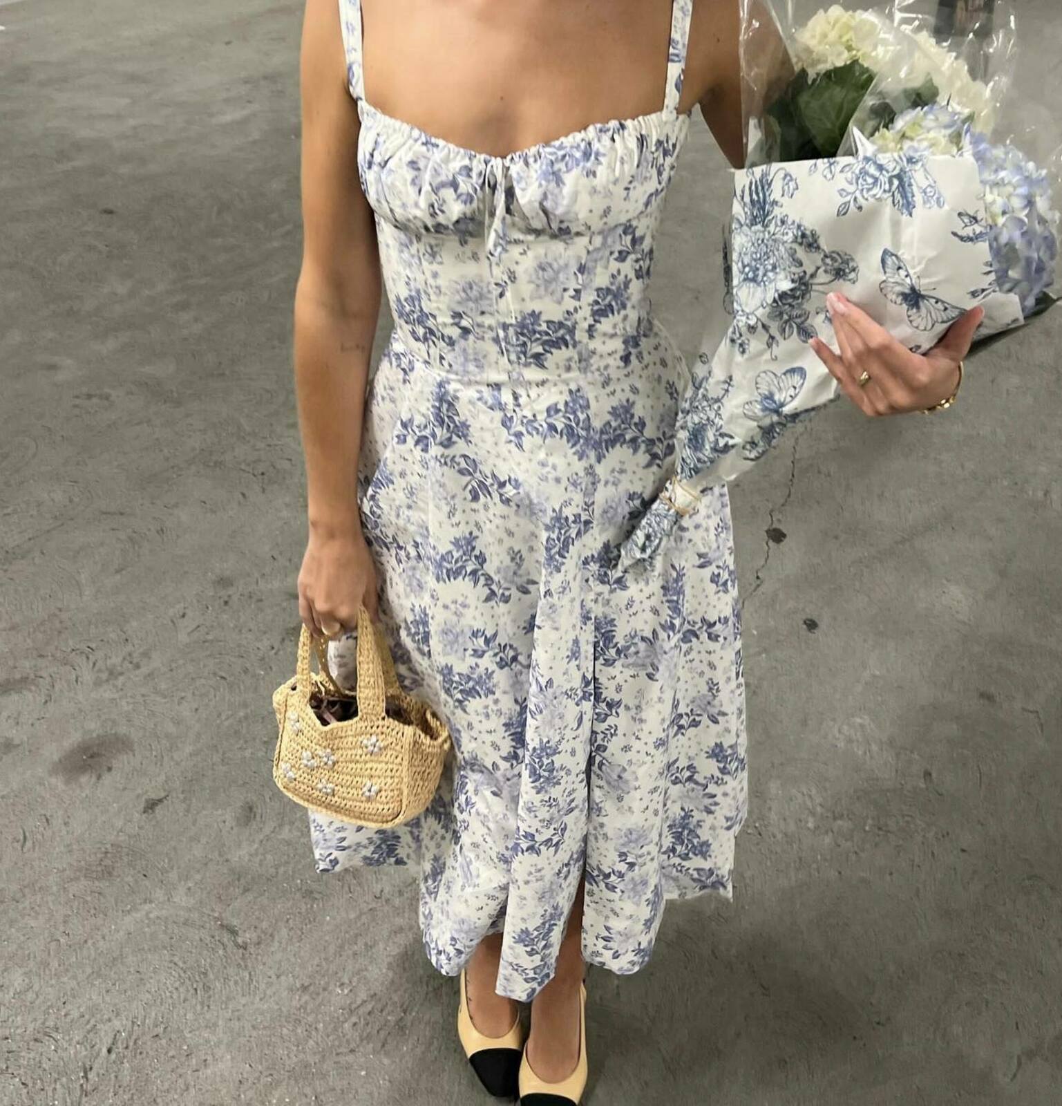 Carmen Midi Blue Print Bustier Size XS
