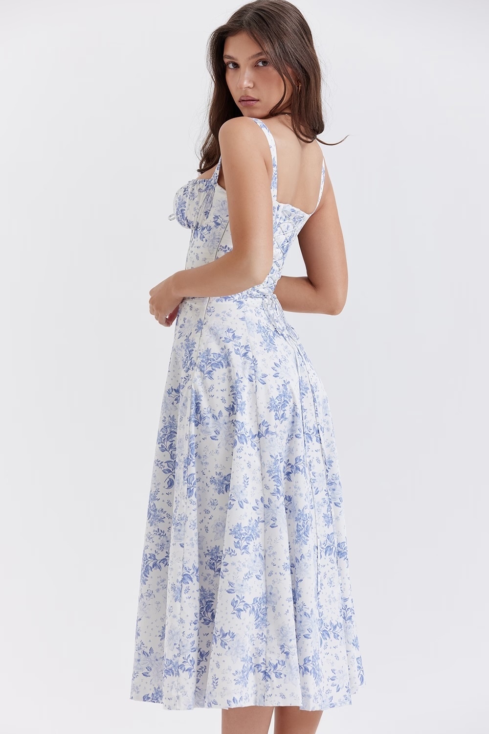 Carmen Midi Blue Print Bustier Size XS