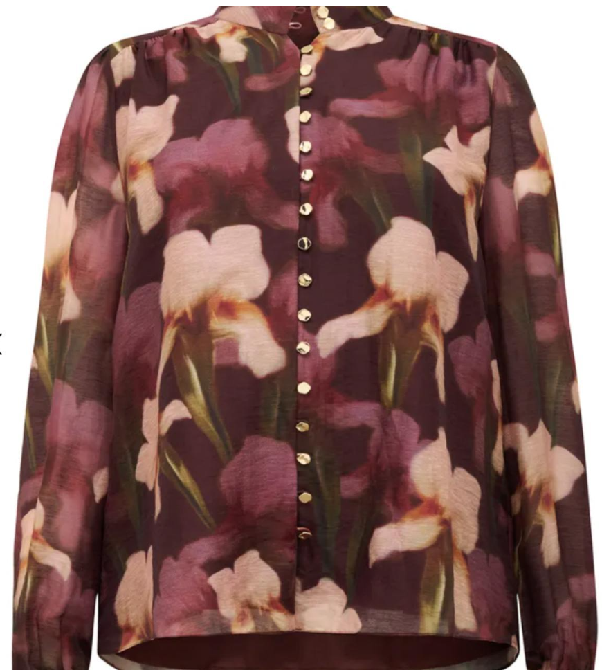 Amelia Curve Printed Button Down Blouse