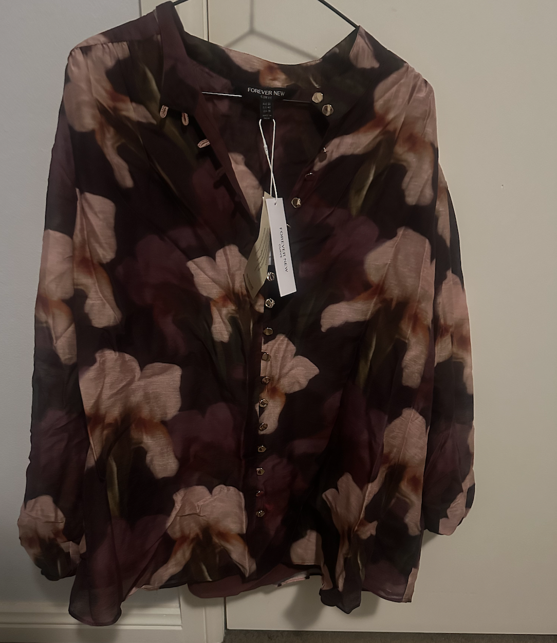 Amelia Curve Printed Button Down Blouse