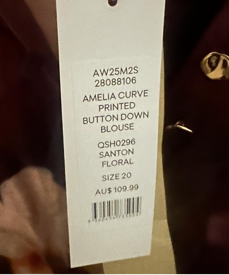 Amelia Curve Printed Button Down Blouse