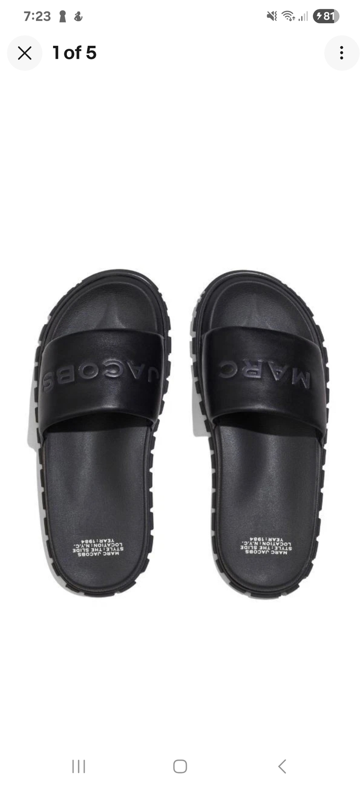 Women's The Leather Slide Sandals in Black Size 38 Us 8