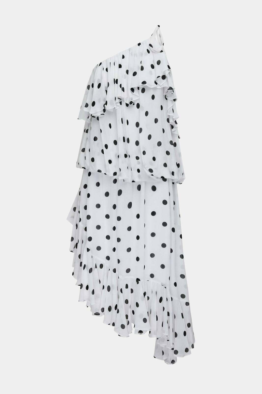 cosmic one shoulder frill dress