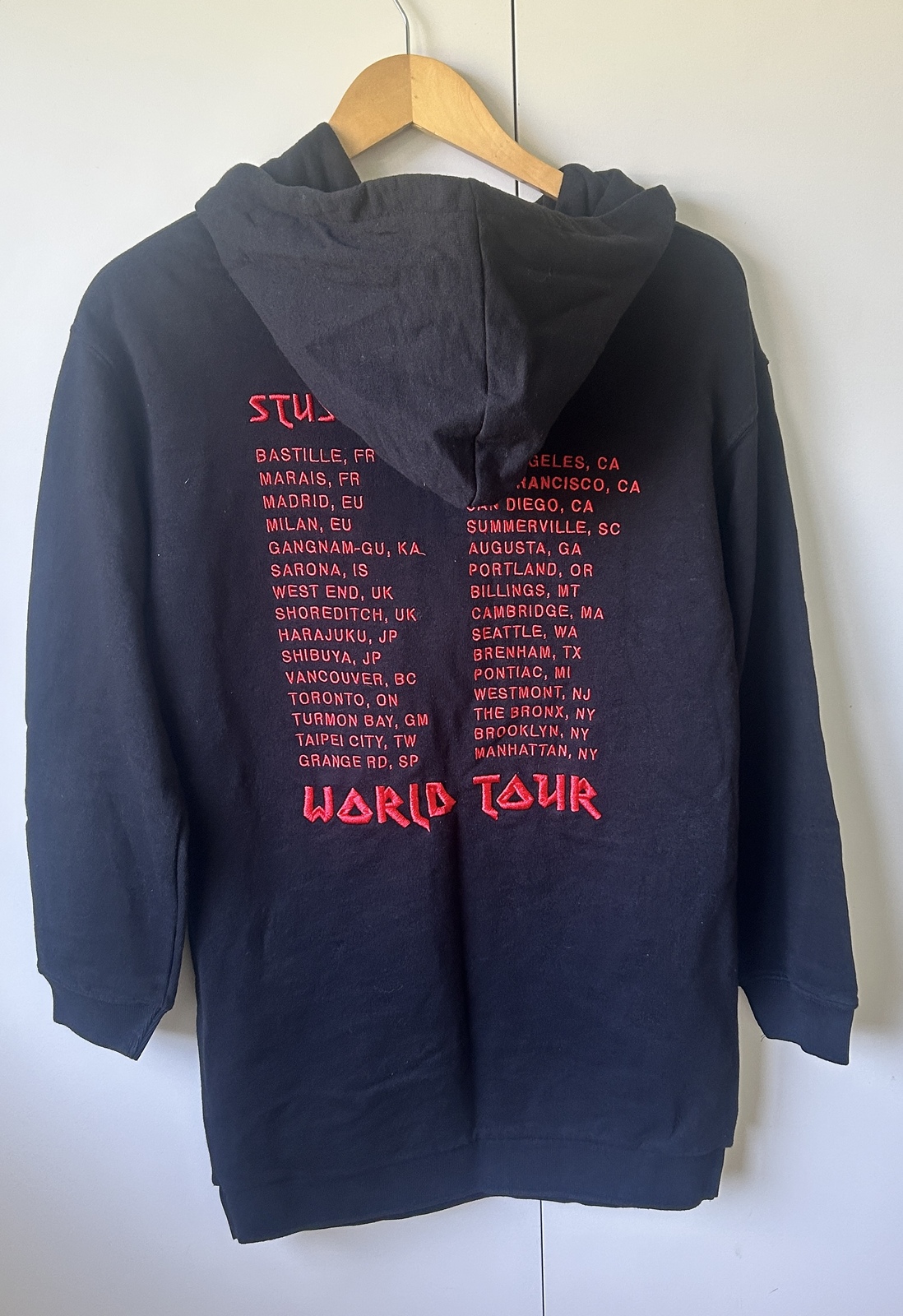 Women’s Oversized Black Stussy World Tour Hoodie
