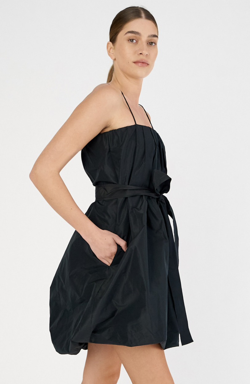 Taffeta Mini Dress Black
