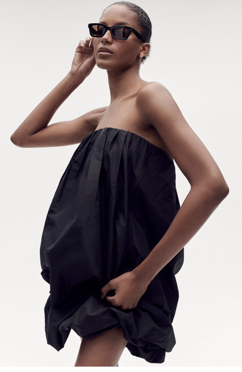 Taffeta Mini Dress Black