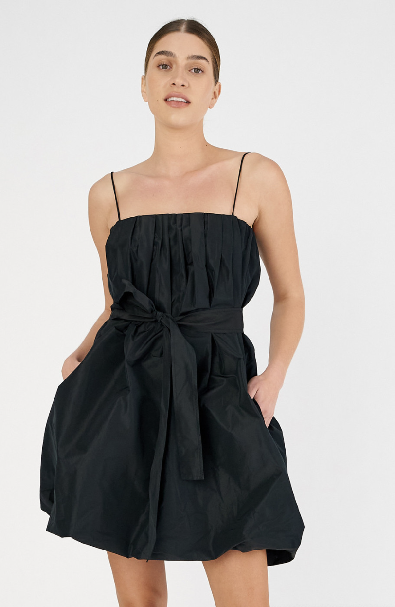 Taffeta Mini Dress Black