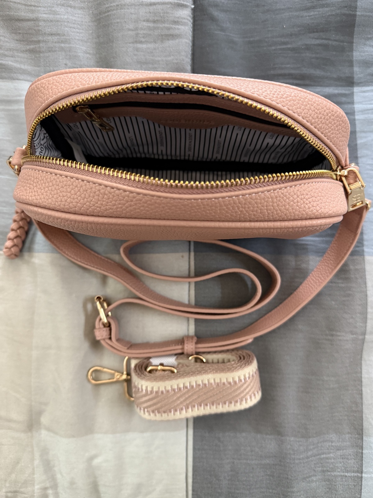 Jacinta Dusty Rose Crossbody Bag with extra shoulder strap 