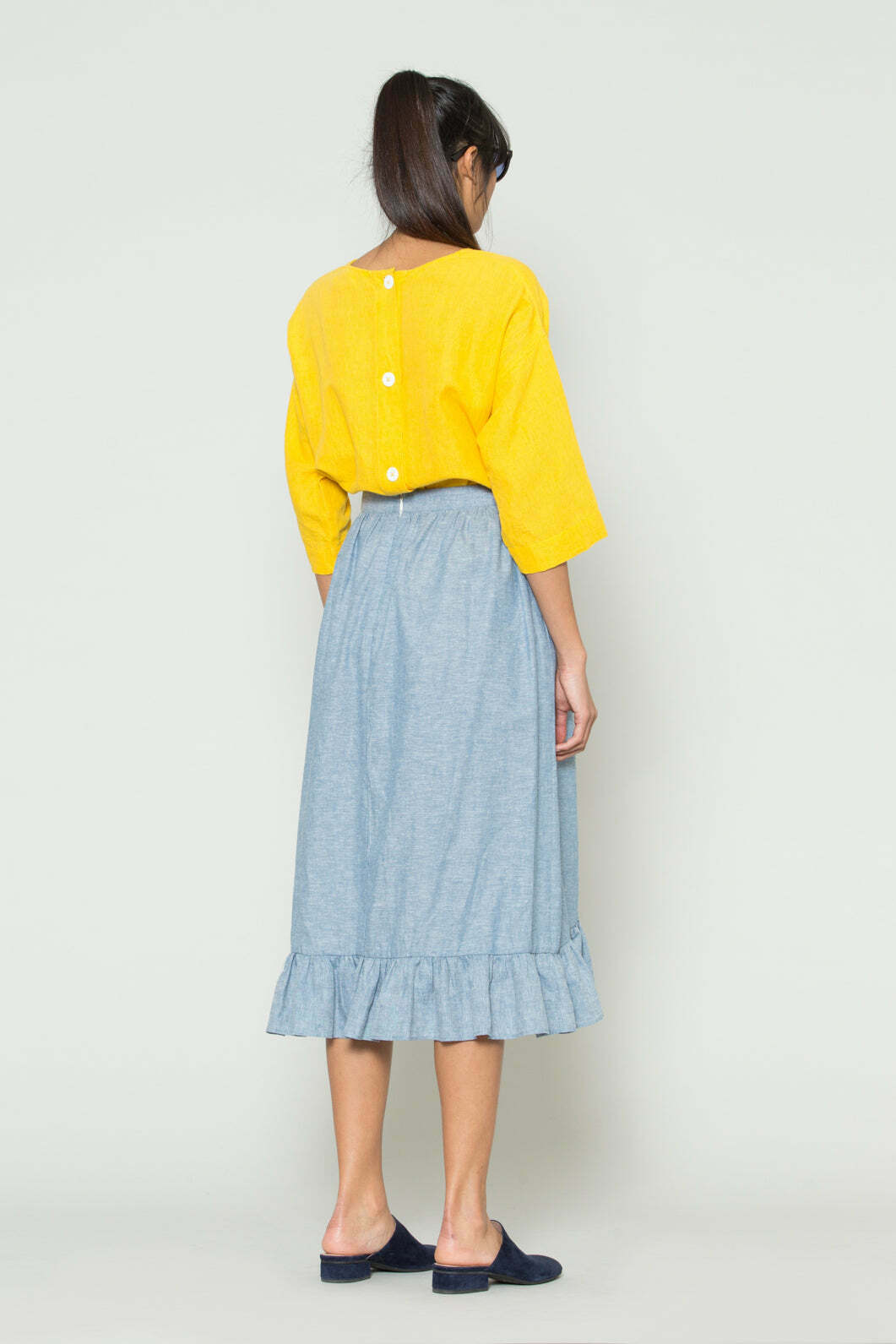 Chambray Frill WrapSkirt