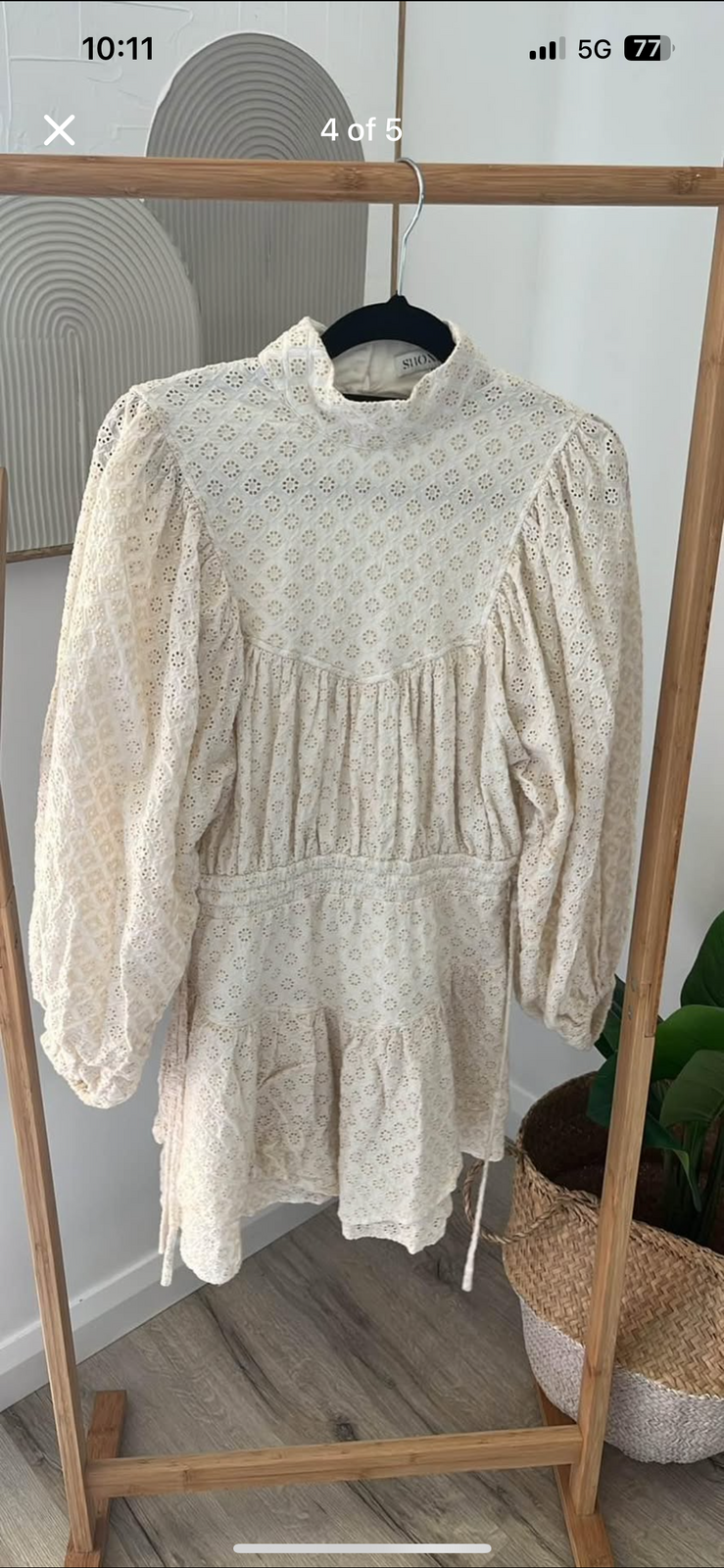 Poppy High Neck Balloon Sleeve Mini Dress Size 8