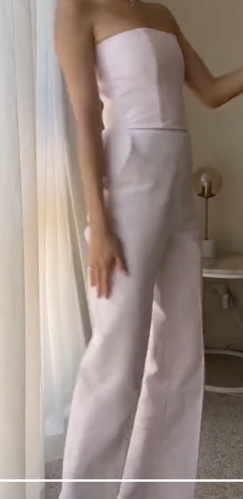 Double Cotton Trouser & Matching Strapless | Pastel Pink 
