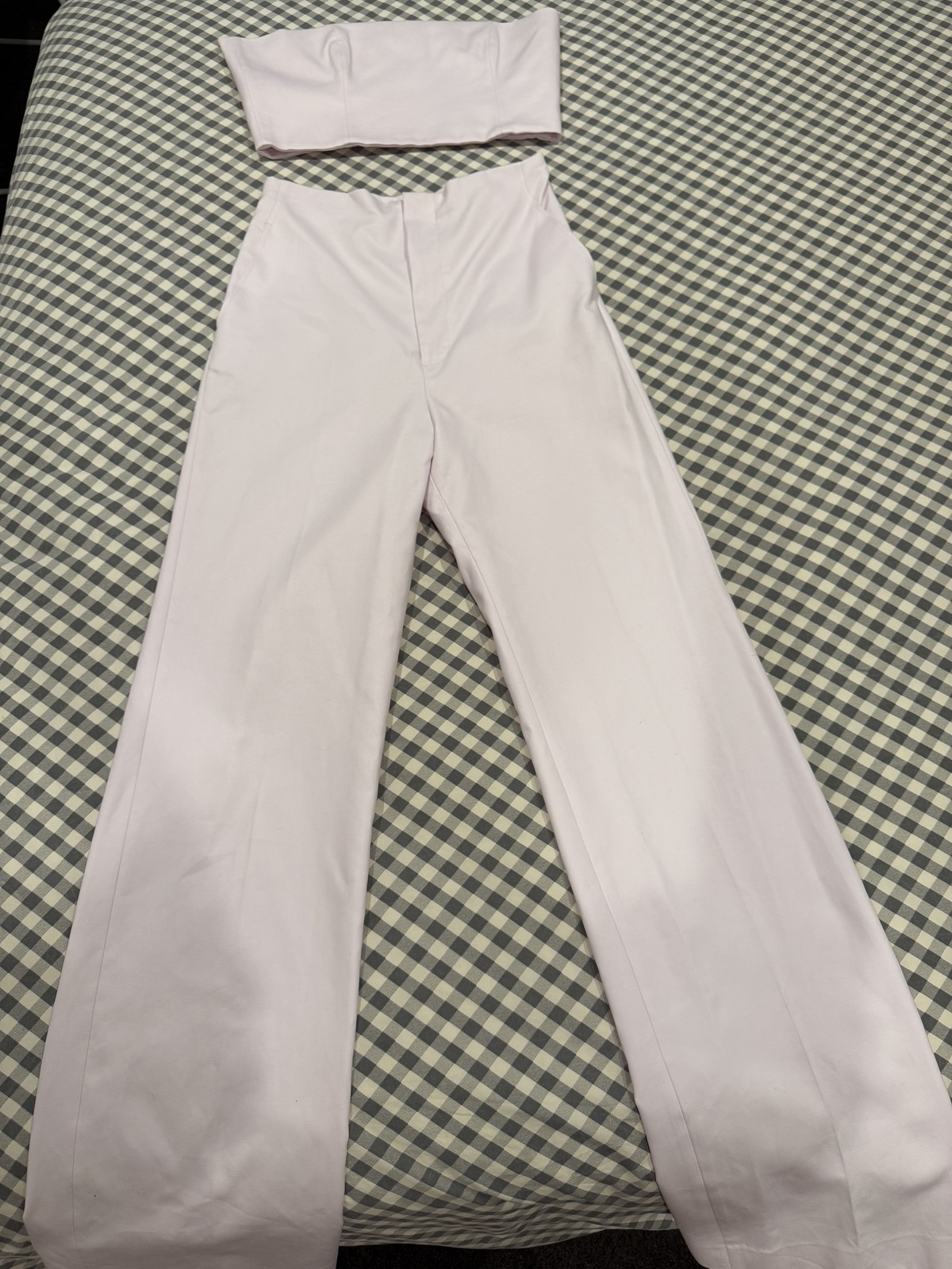 Double Cotton Trouser & Matching Strapless | Pastel Pink 