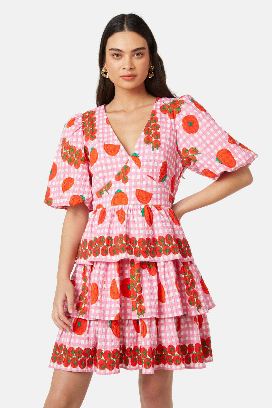 Tomato Gingham Dress