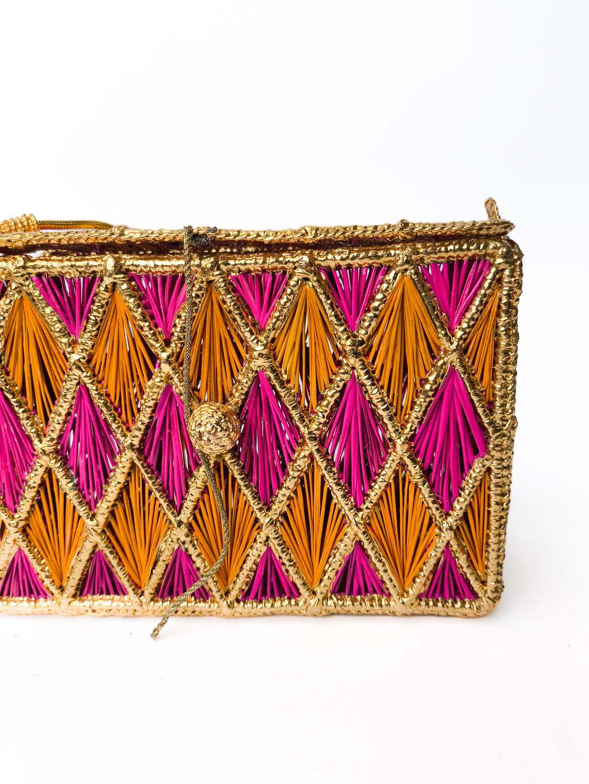 Orange and pink bag with gold details