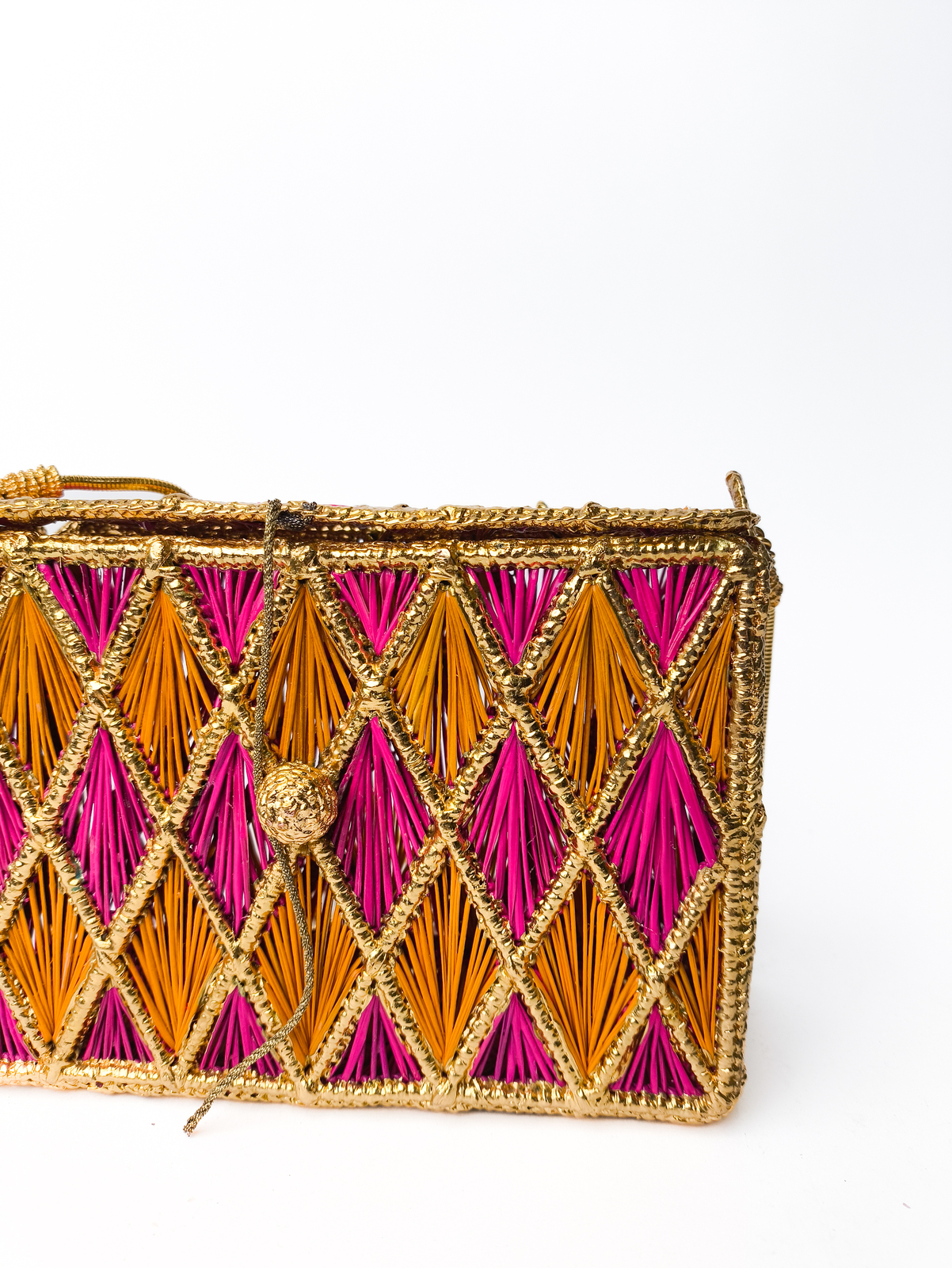 Orange and pink bag with gold details