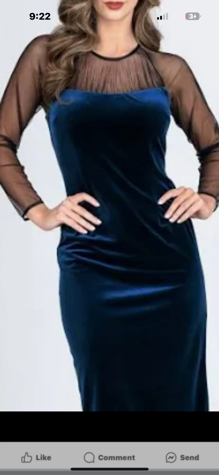  navy long velvet dress size 12