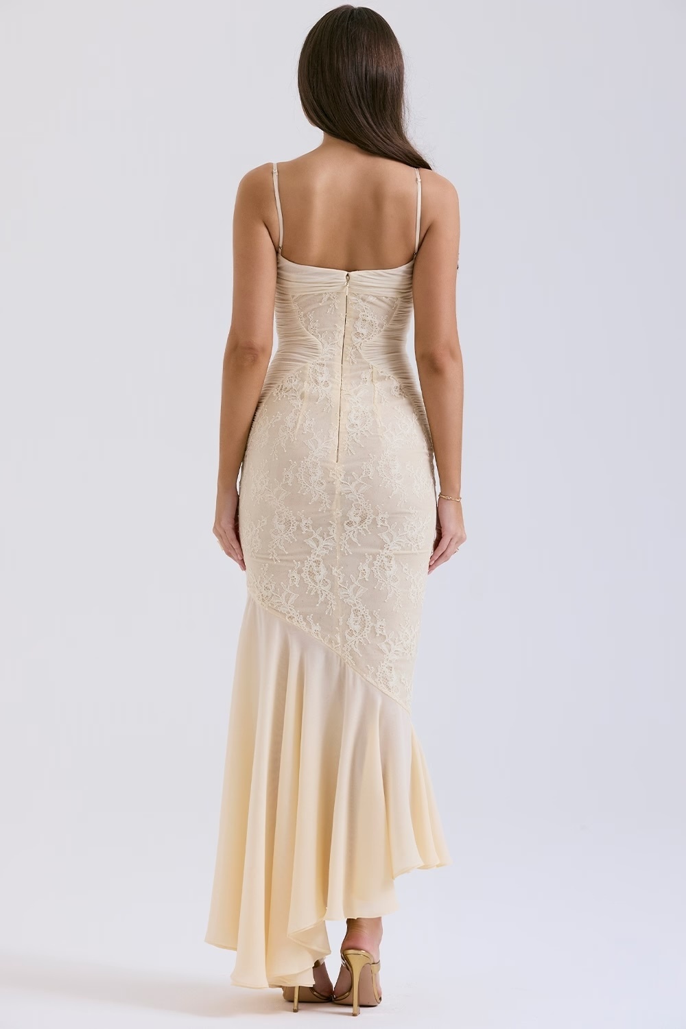 Felicia Vanilla chiffon Lace Gown Size XS