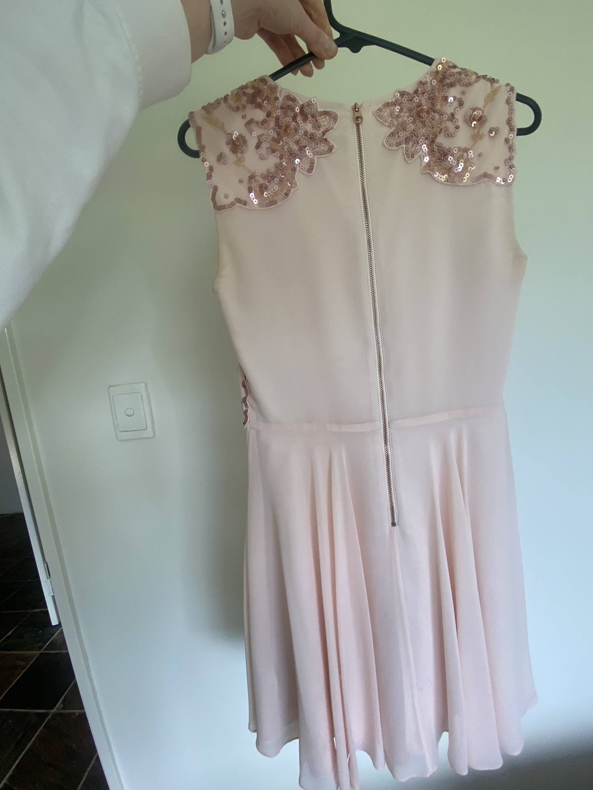 Ballet Pink mini dress with sequins details 