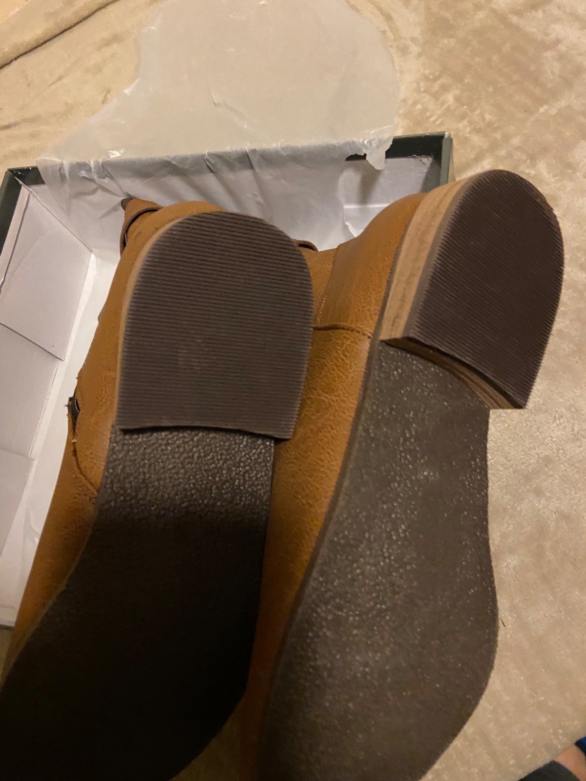 Elastic Side Flat Mid Ankle Boot. Size 11 BROWN