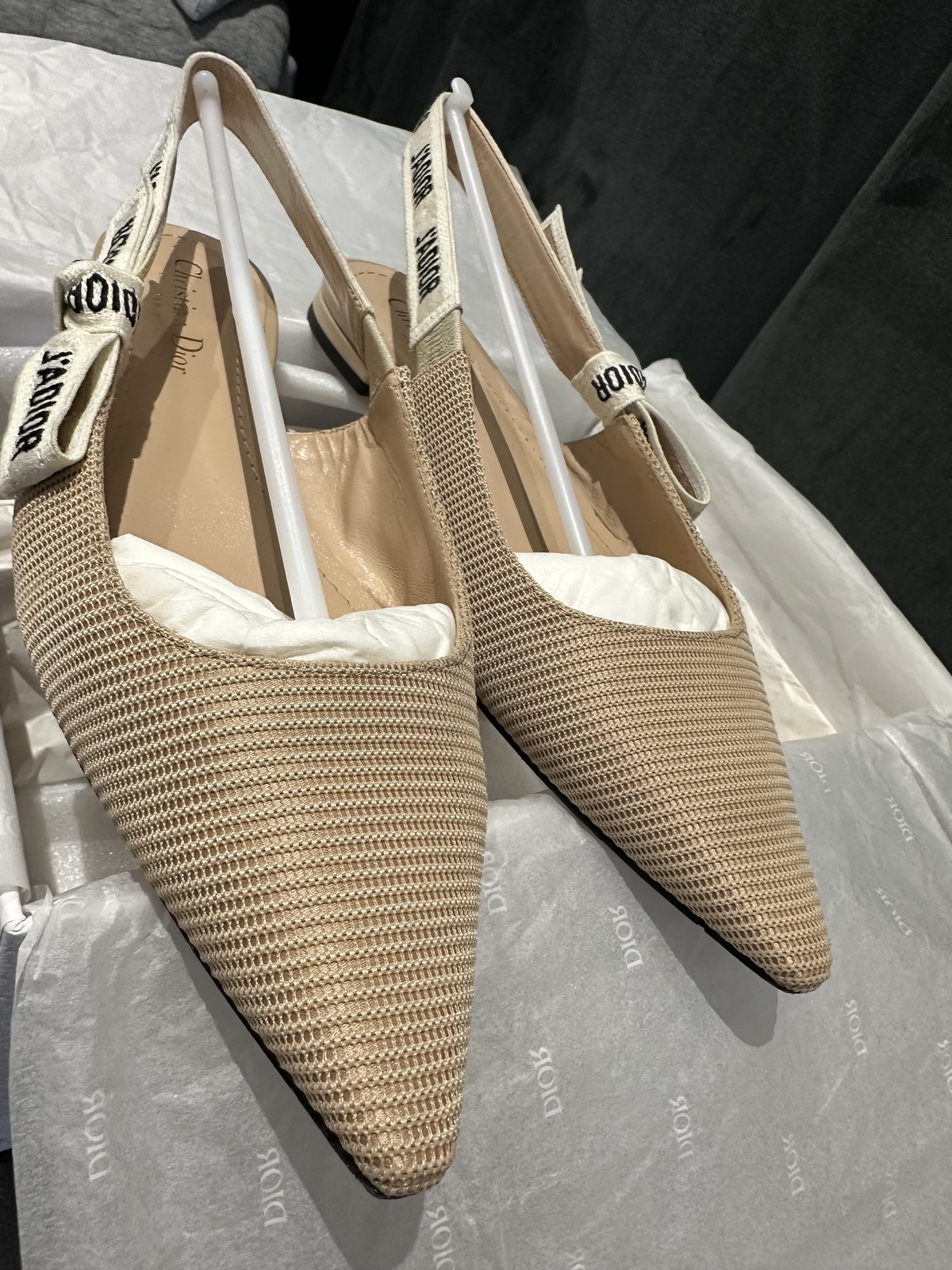  J'Adior Slingback Flat Nude Technical Fabric