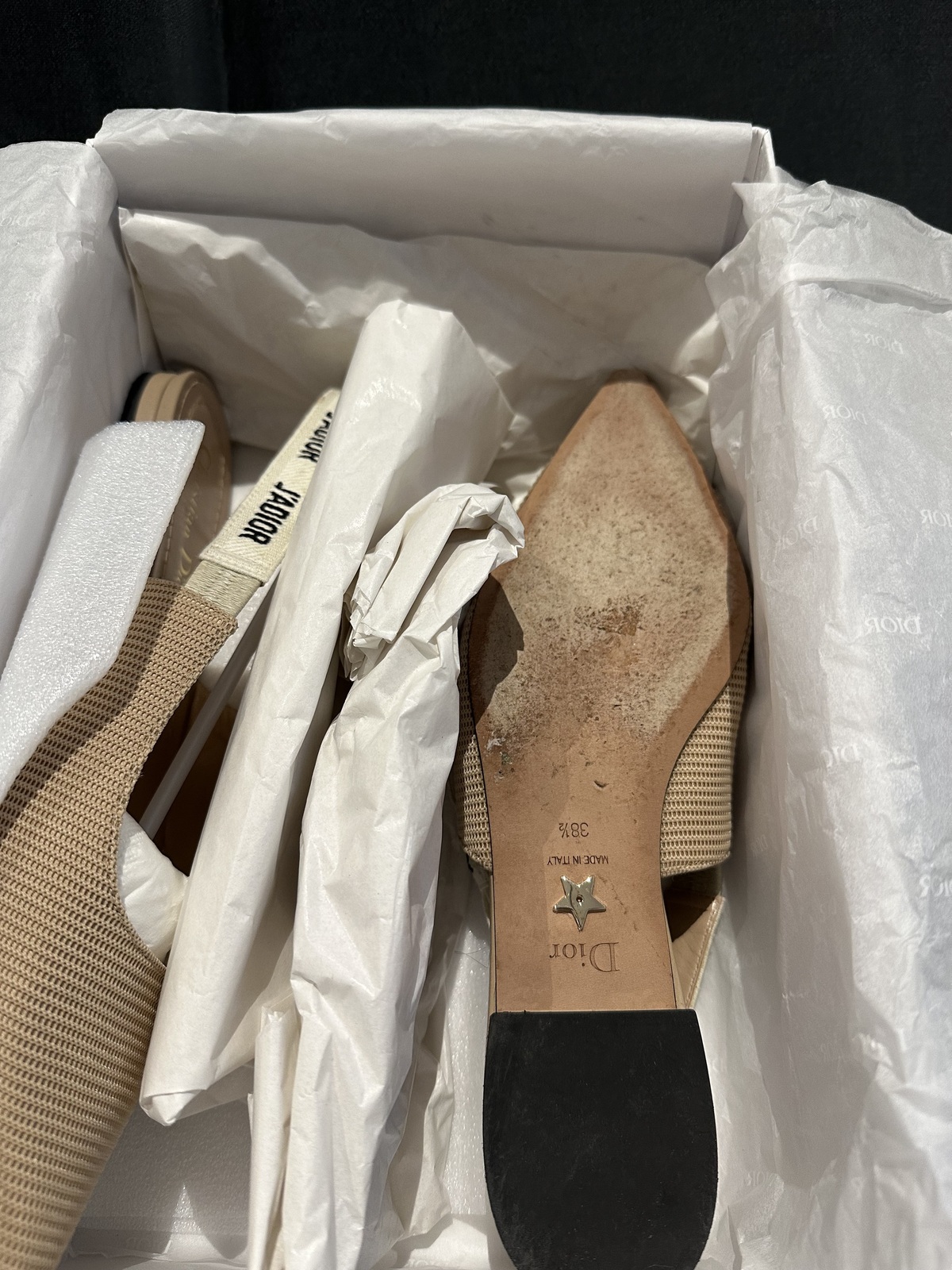  J'Adior Slingback Flat Nude Technical Fabric