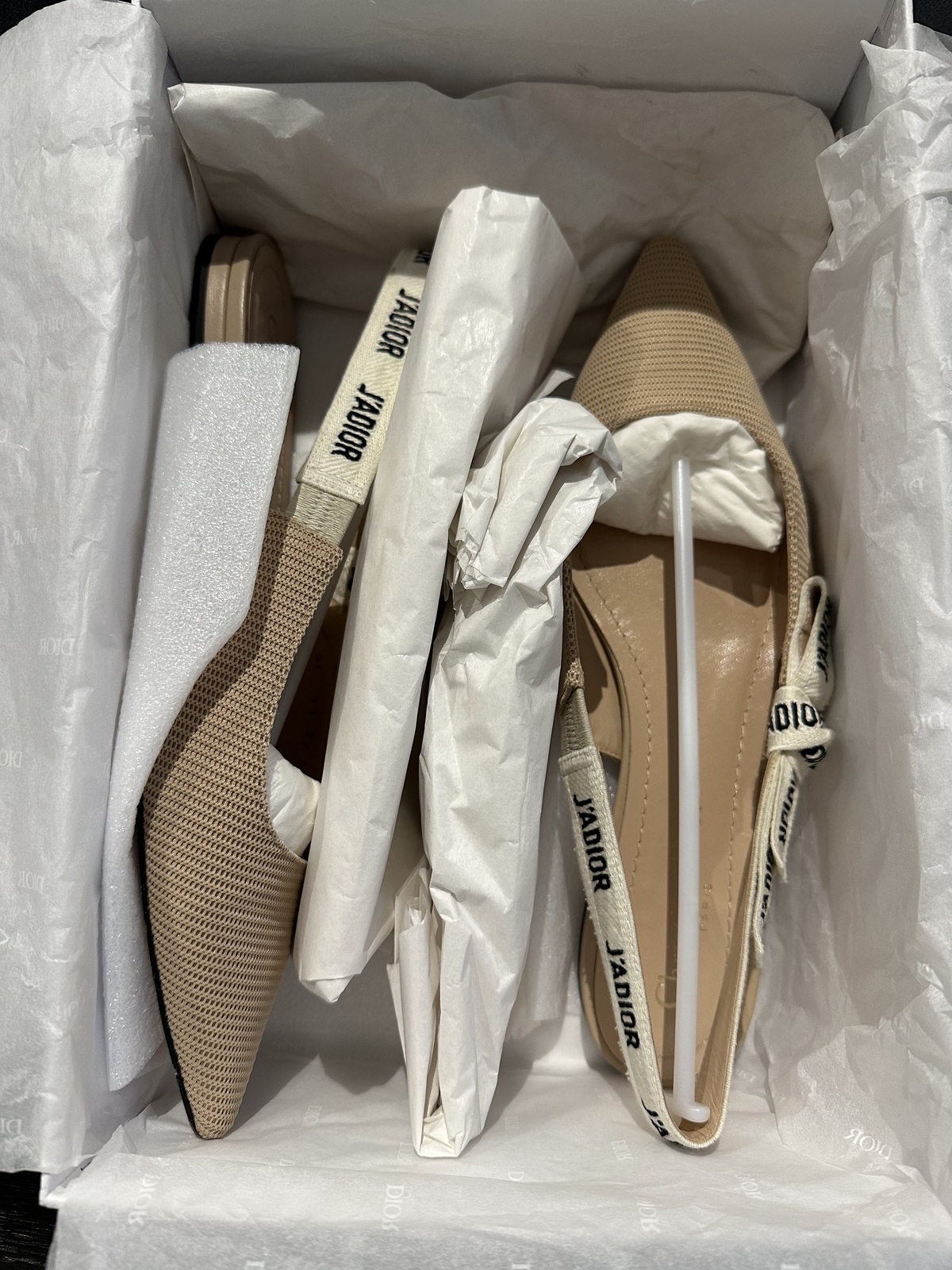  J'Adior Slingback Flat Nude Technical Fabric