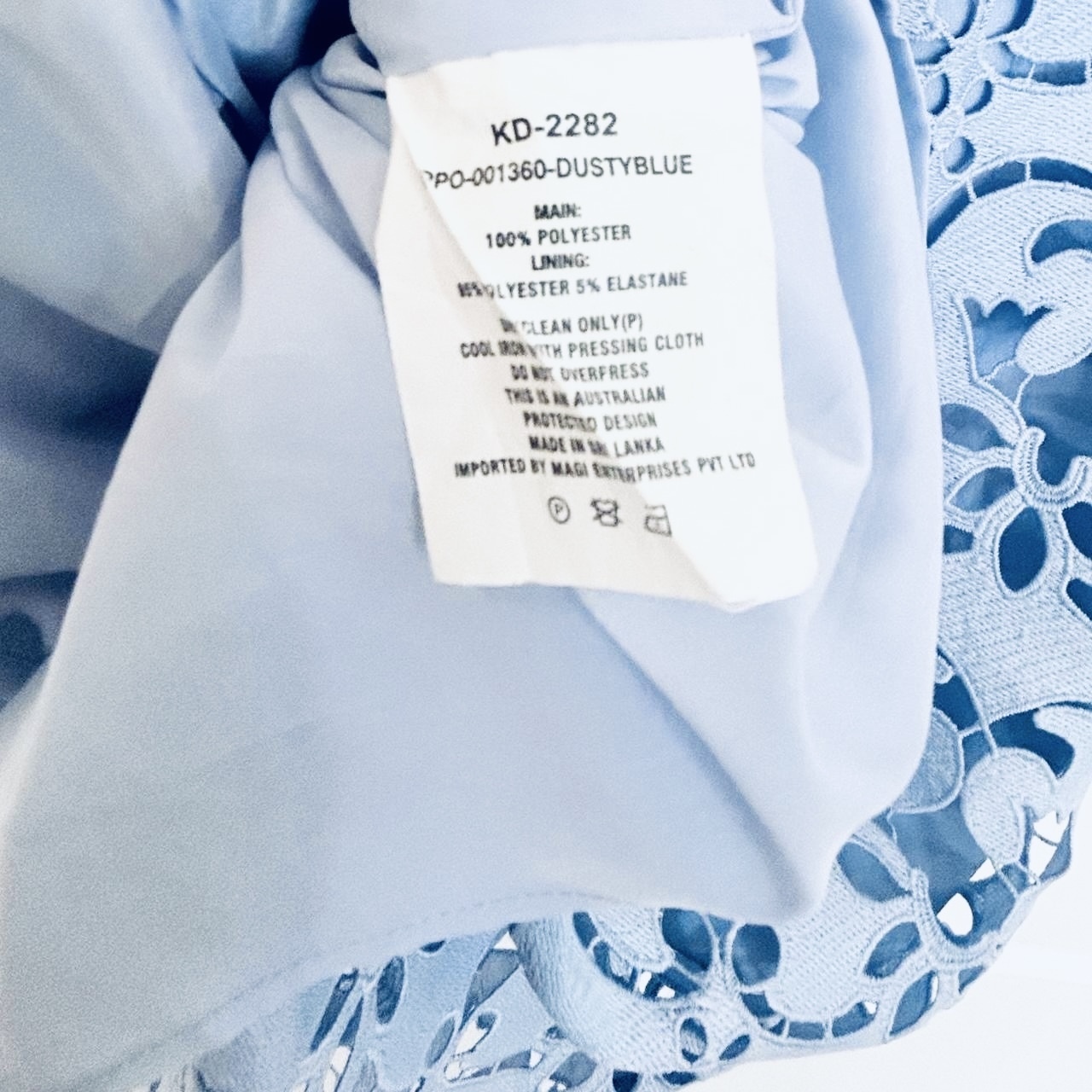 Size 38 (AU 10) baby blue lace midi dress with cut-out detail