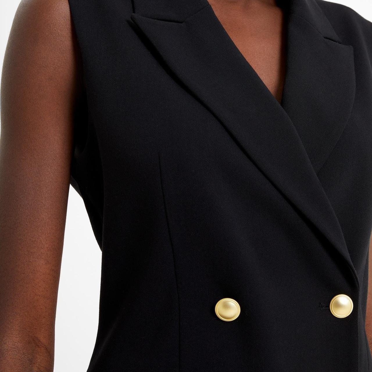 size S black sleeveless tuxedo mini dress with gold buttons