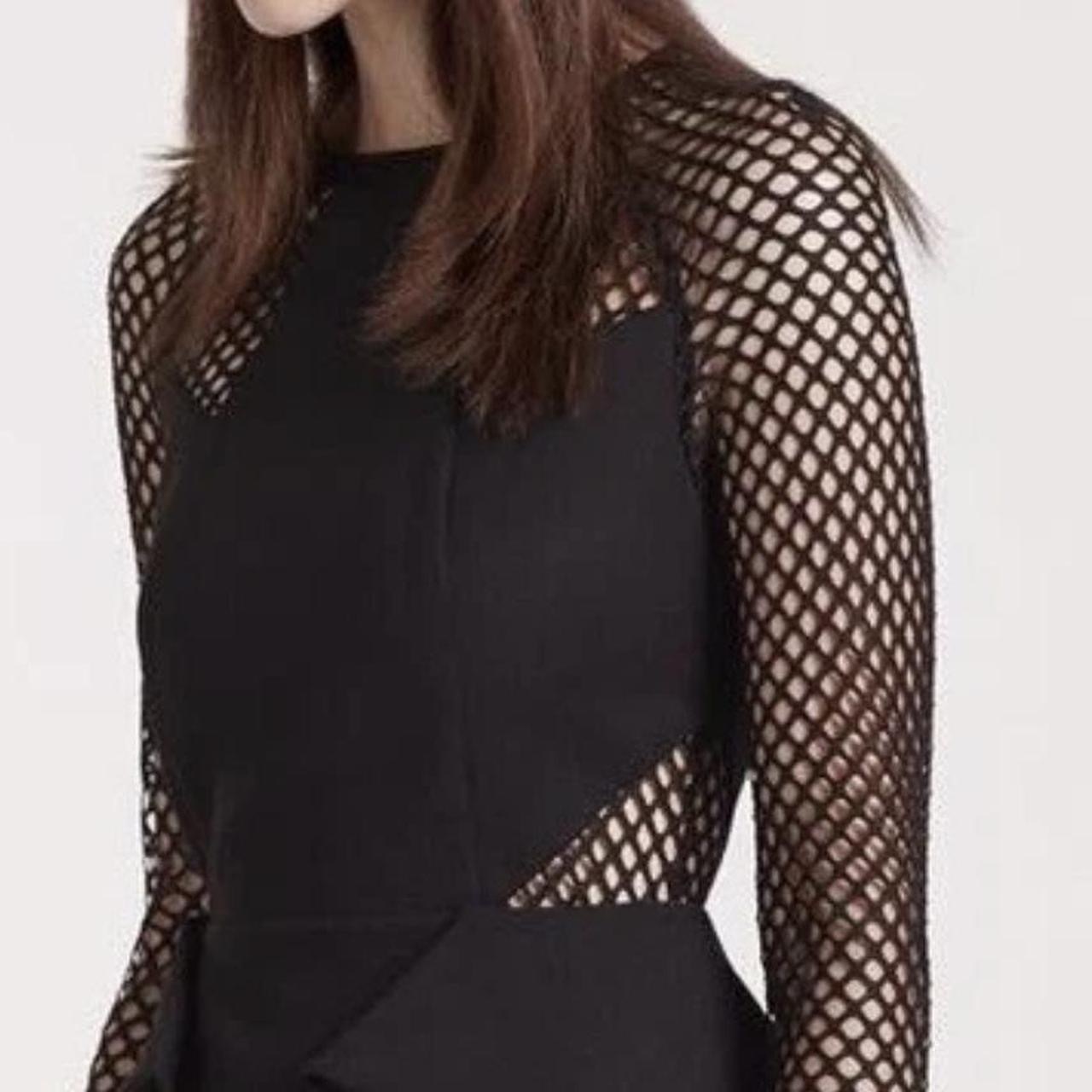 Size 6 black mesh long sleeve peplum top with cut out detail