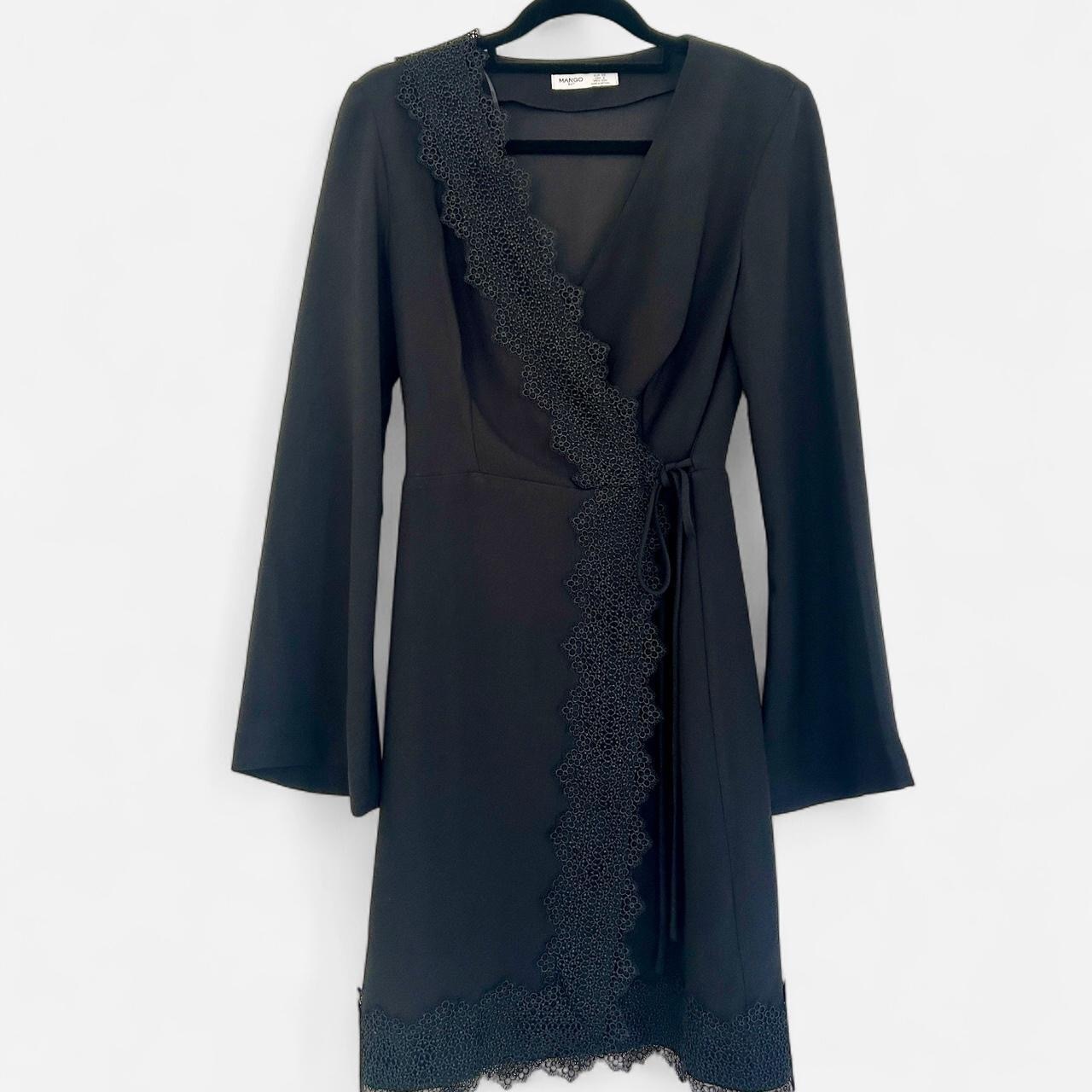 size XS black lace trim mini suit dress. 