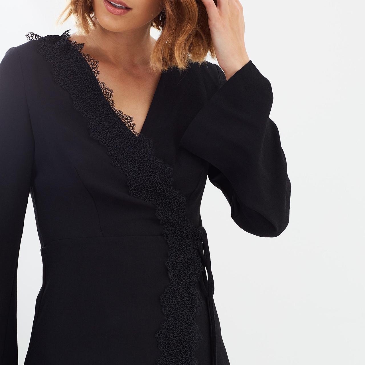 size XS black lace trim mini suit dress. 
