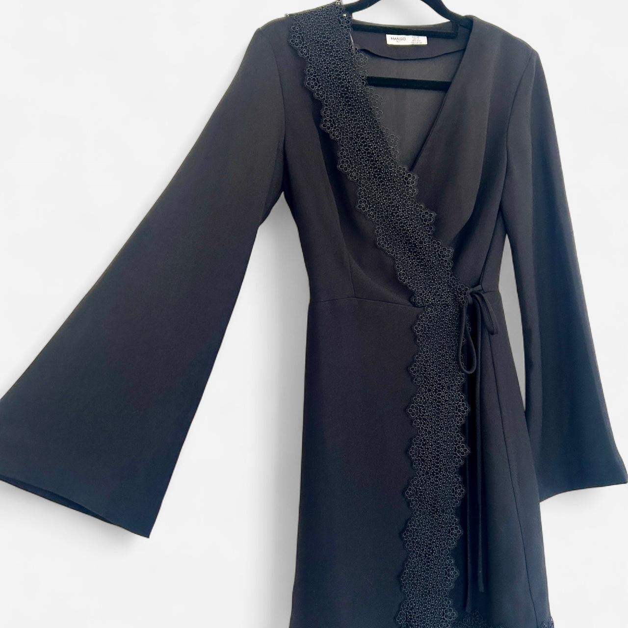 size XS black lace trim mini suit dress. 
