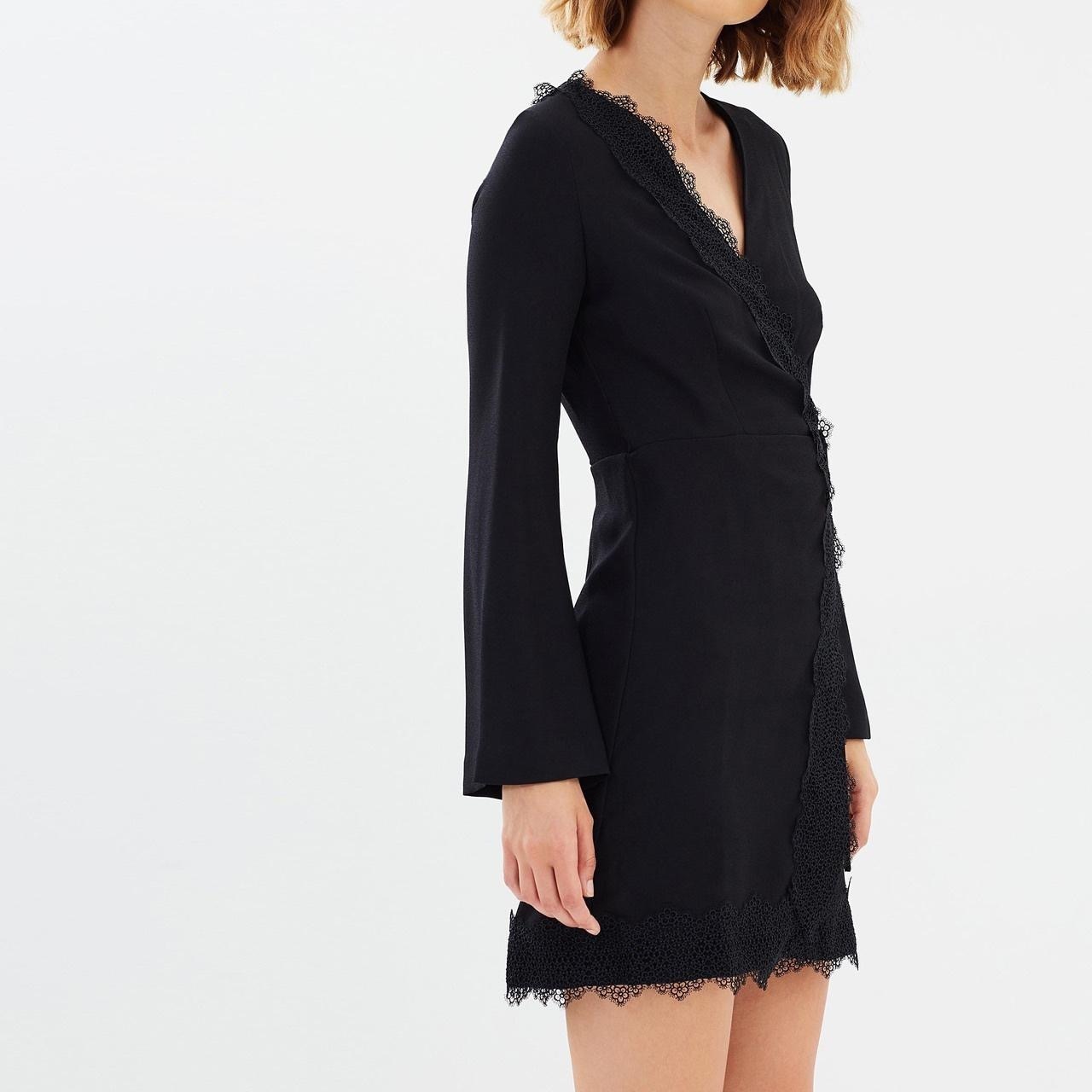 size XS black lace trim mini suit dress. 