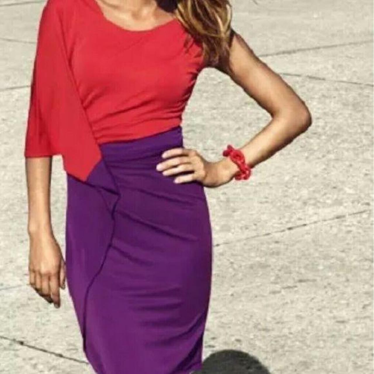 Size XS Red and purple colour block  batwing dress 