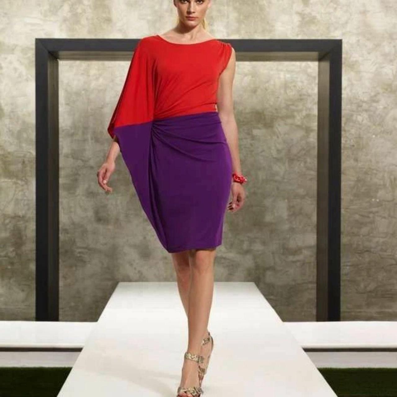 Size XS Red and purple colour block  batwing dress 