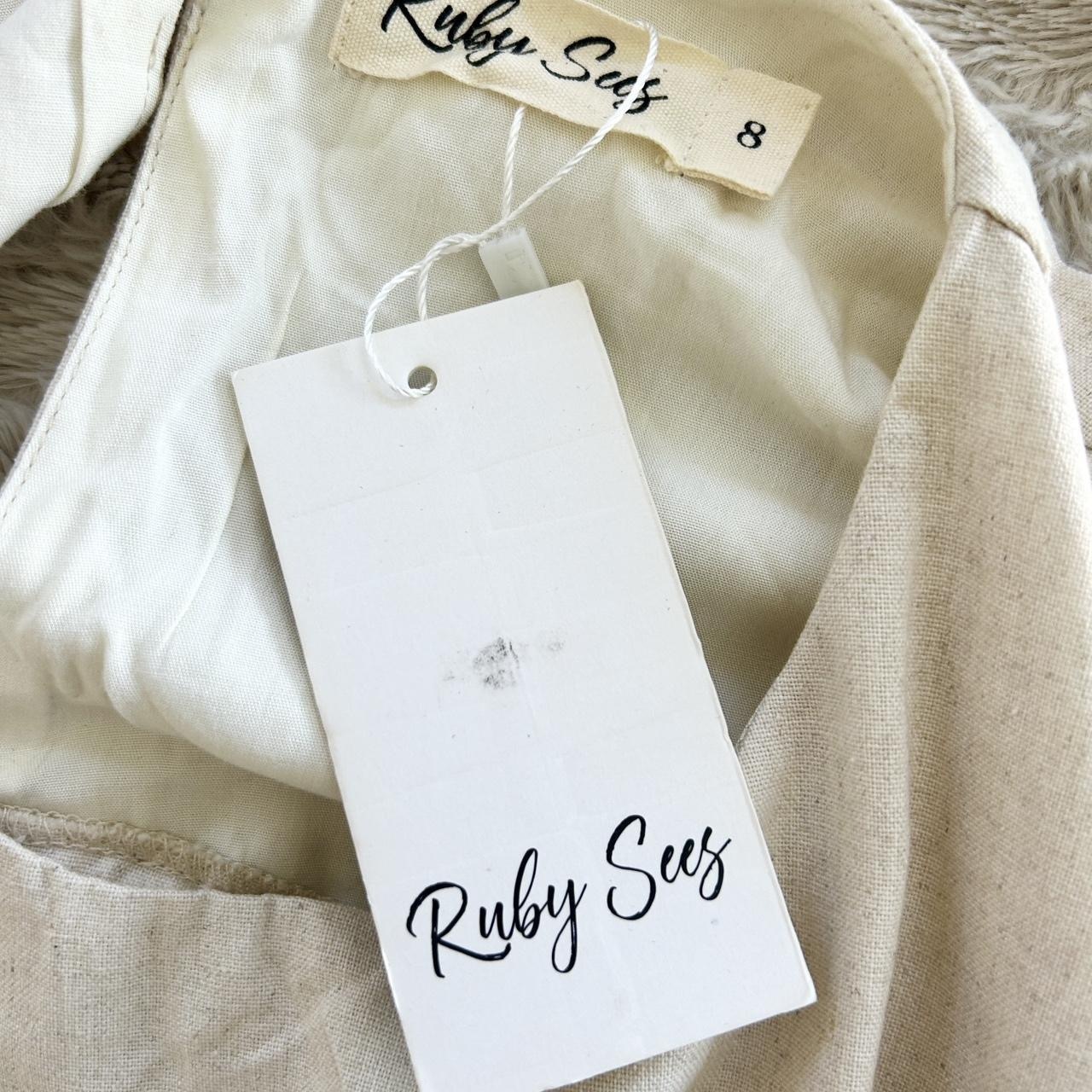 Size 8 Cream linen maxi dress with puffy sleeves