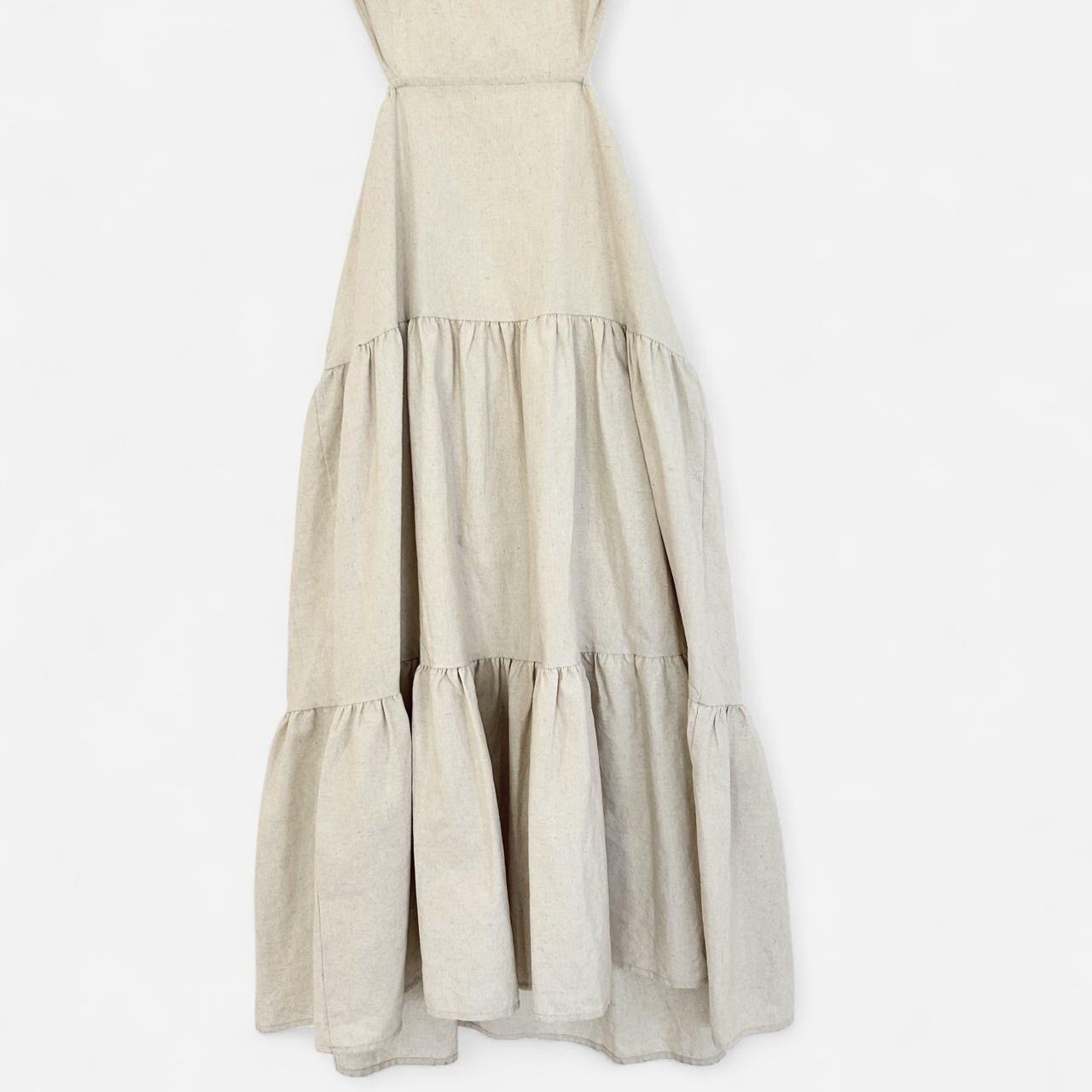 Size 8 Cream linen maxi dress with puffy sleeves