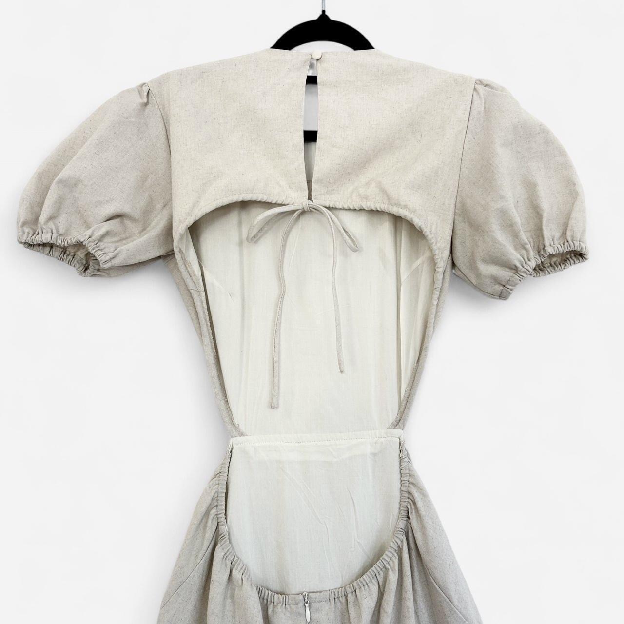 Size 8 Cream linen maxi dress with puffy sleeves