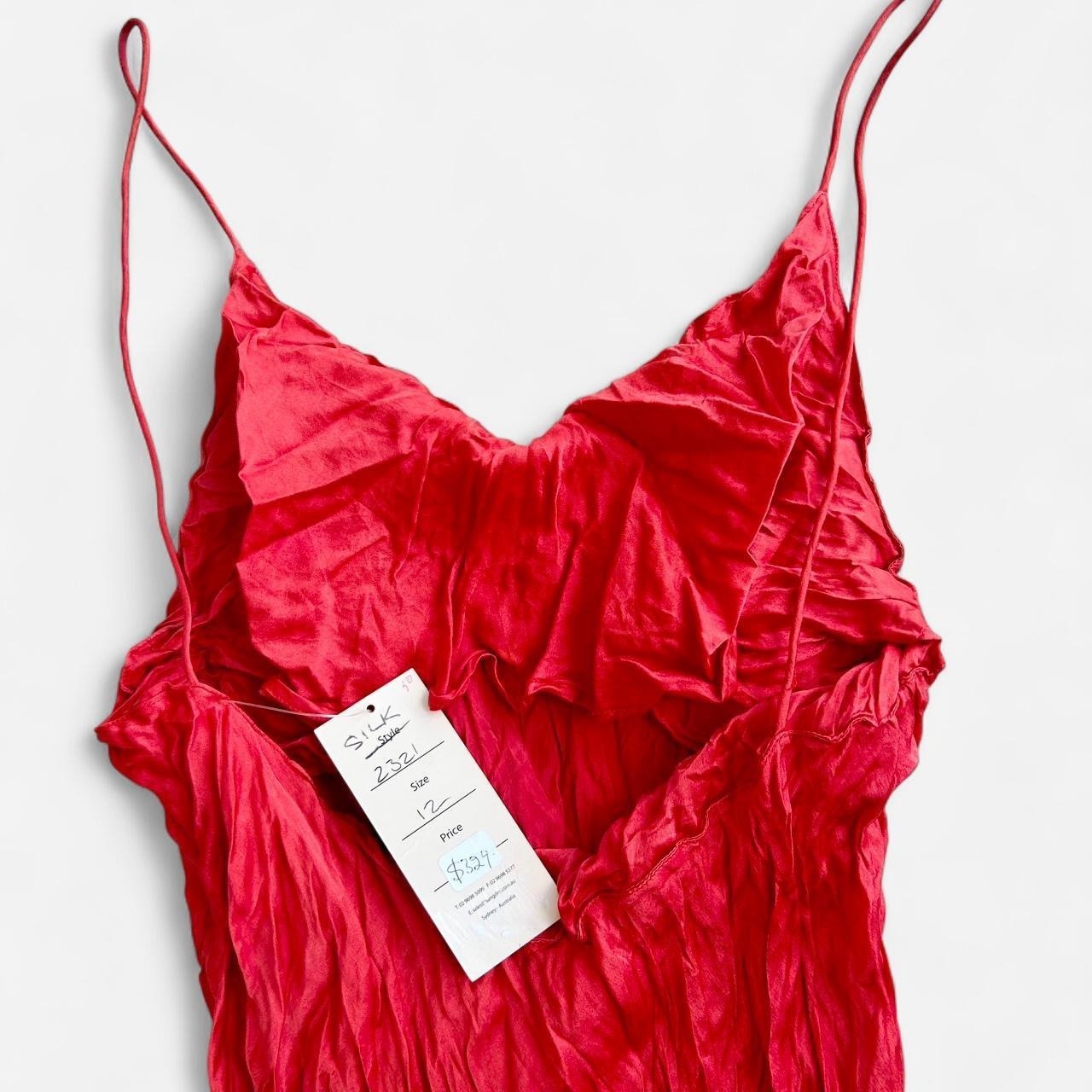 Size L (AU 12) Red Silk maxi slip dress with spaghetti straps. 