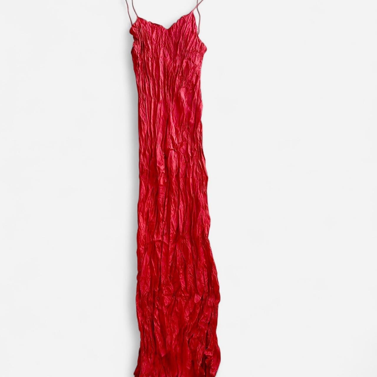 Size L (AU 12) Red Silk maxi slip dress with spaghetti straps. 